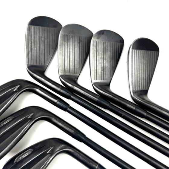 Titleist T100 2021 Black Irons / 4-PW / AMT Tour White X-100 X-Stiff Flex