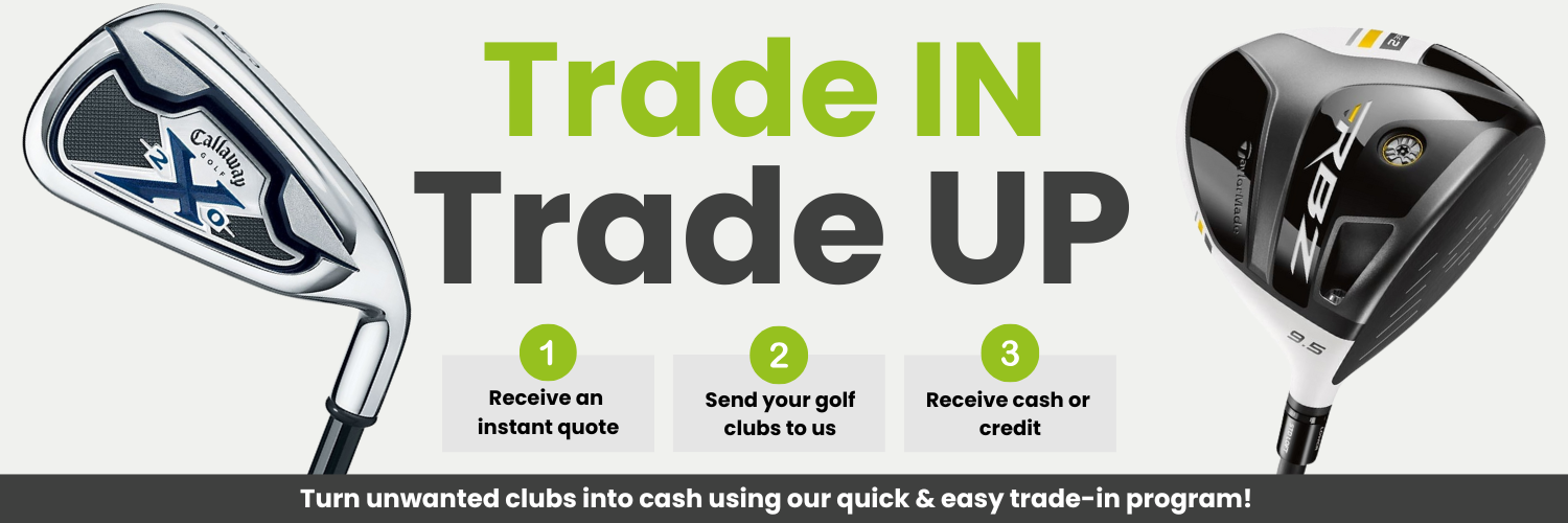Trade in, trade up - 1. Receive an instant quote, 2. Send your golf clubs to us, 3. Receive cash or credit